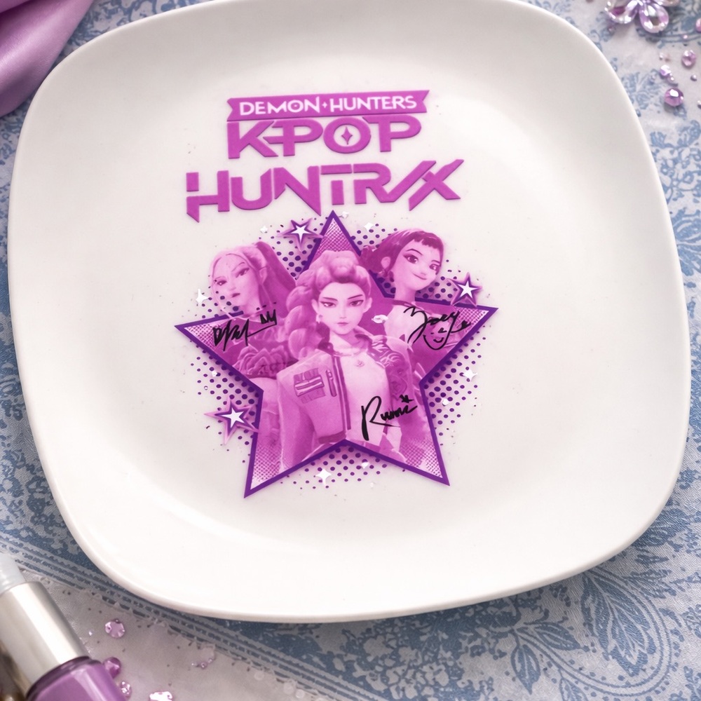 KPOP Huntrix White and Purple Plate - Picture 1 of 1